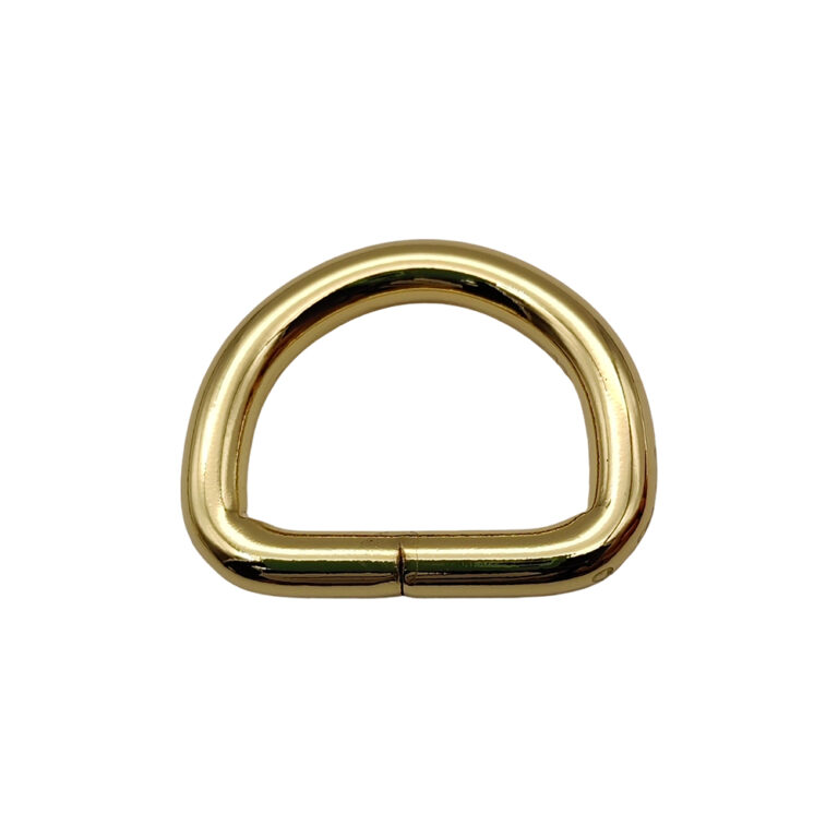 Gold D ring hardware for bags, electroplated finish