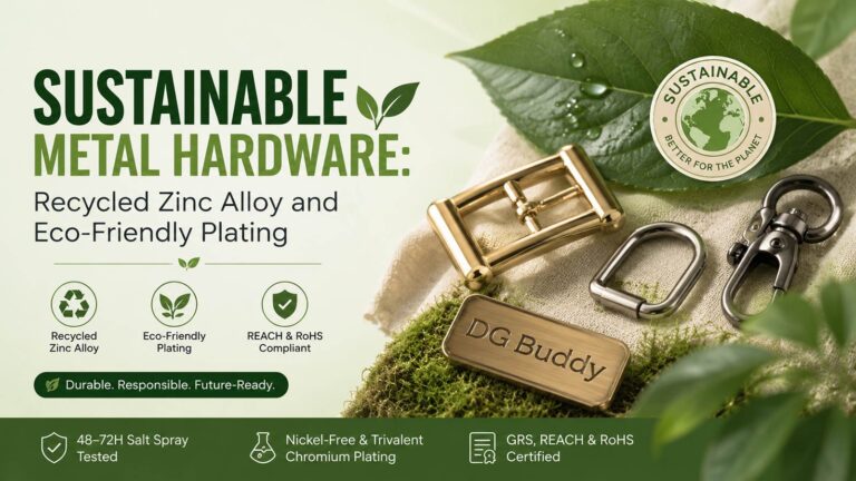 Recycled zinc alloy handbag hardware with eco-friendly plating