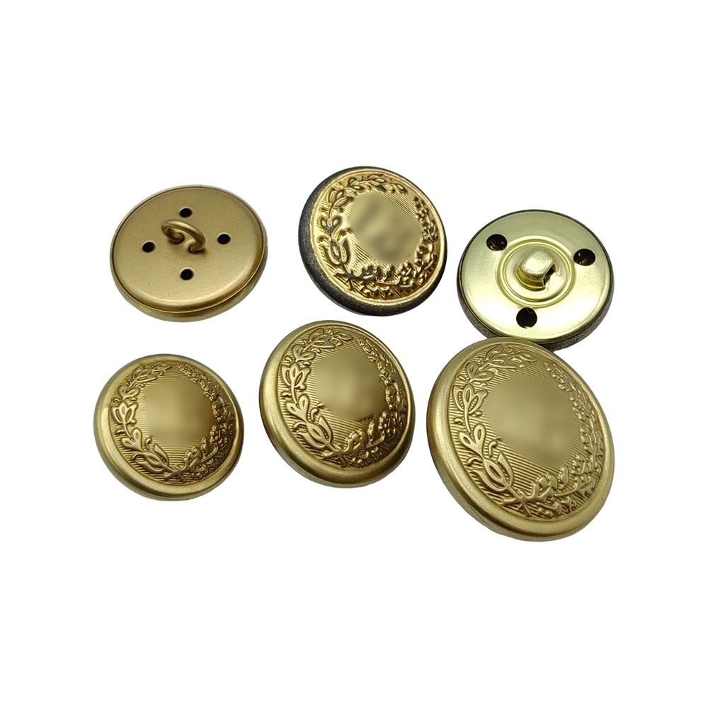 Shank back brass buttons showing front and back details
