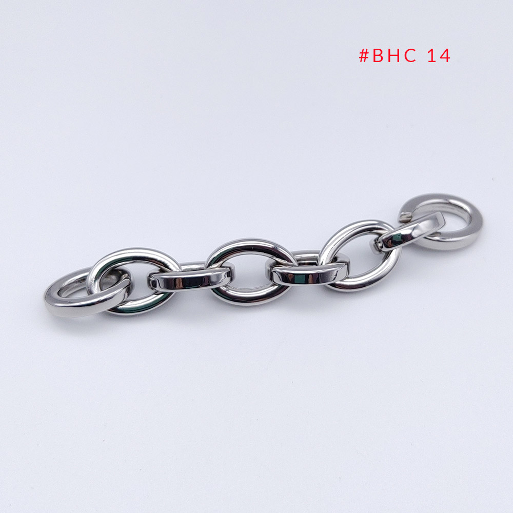 Silver-tone metal chain bag BHC14 with polished oval links for handbag hardware