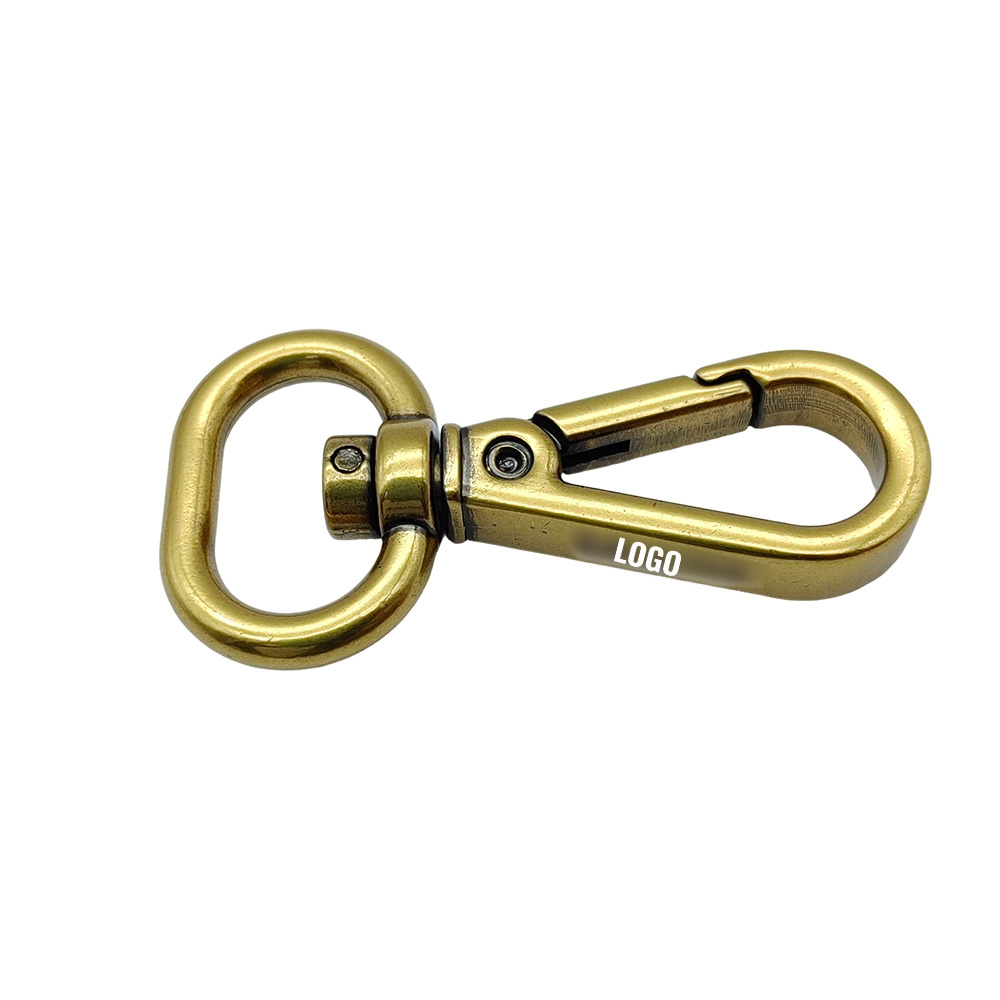 Horizontal antique gold swivel trigger snap hook with oval ring for handbags