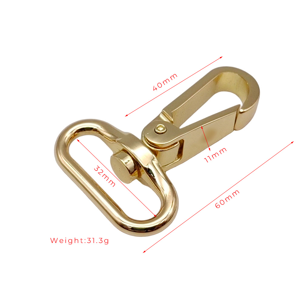 60mm zinc alloy snap hook dimensions with approximately 31.3g weight