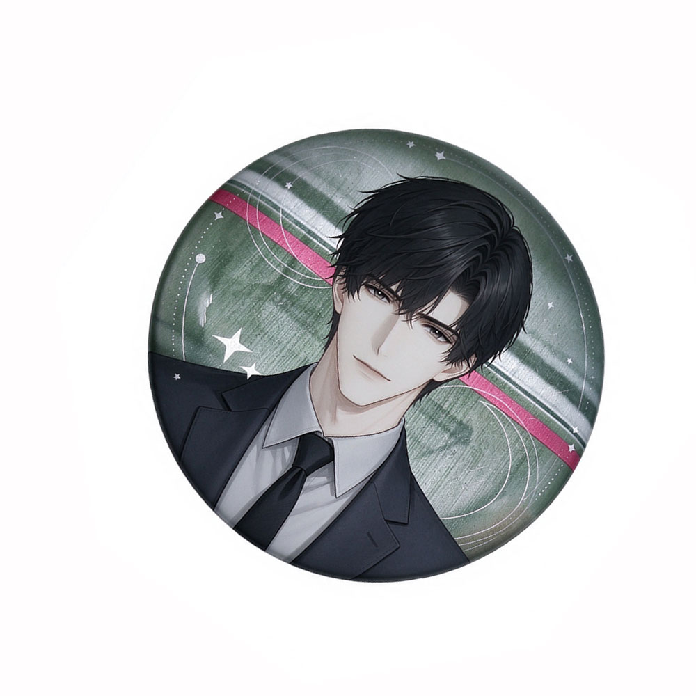Custom pinback button design with a glossy protective film for anime button pins