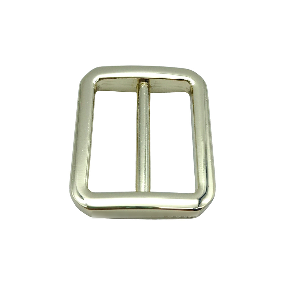 Front view of rectangular zinc alloy slide buckle with dual channel