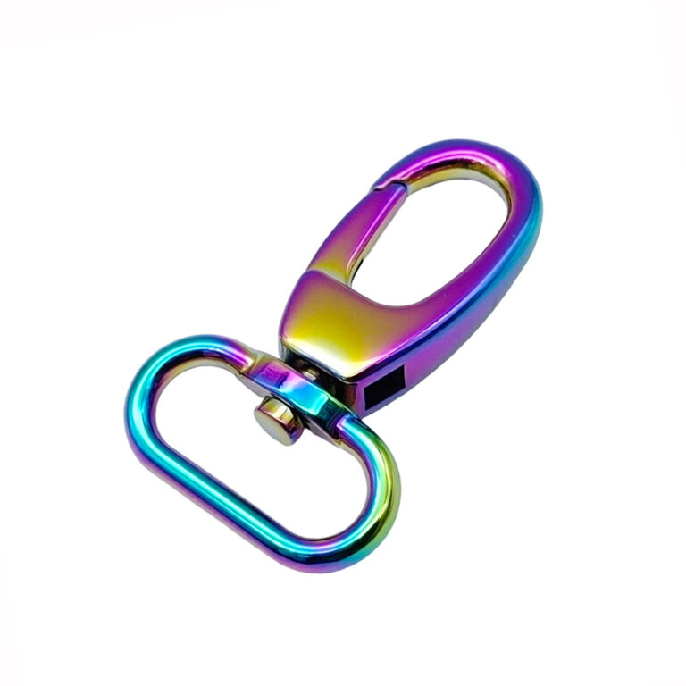 Small swivel snap hook in Zinc Alloy with rainbow electroplated finish