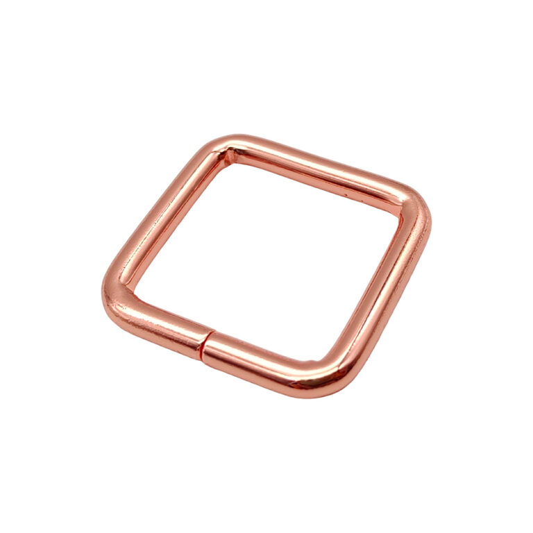 Rose gold square ring bag hardware, iron welded 26.3 mm opening, 4 mm wire