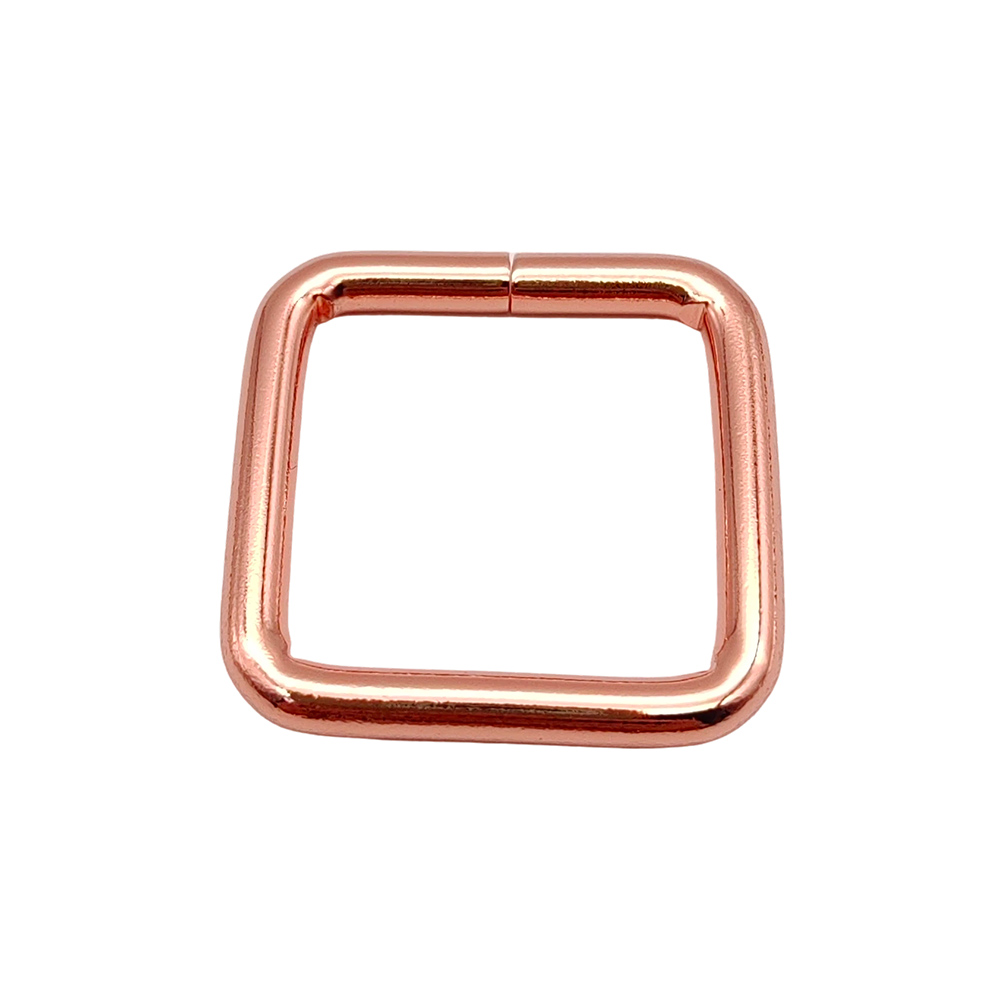 Front view of rose gold square ring strap connector