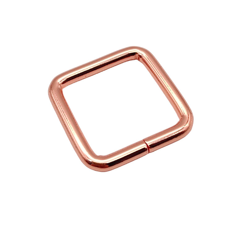 Rose gold square ring bag hardware, iron welded 26.3 mm opening, 4 mm wire