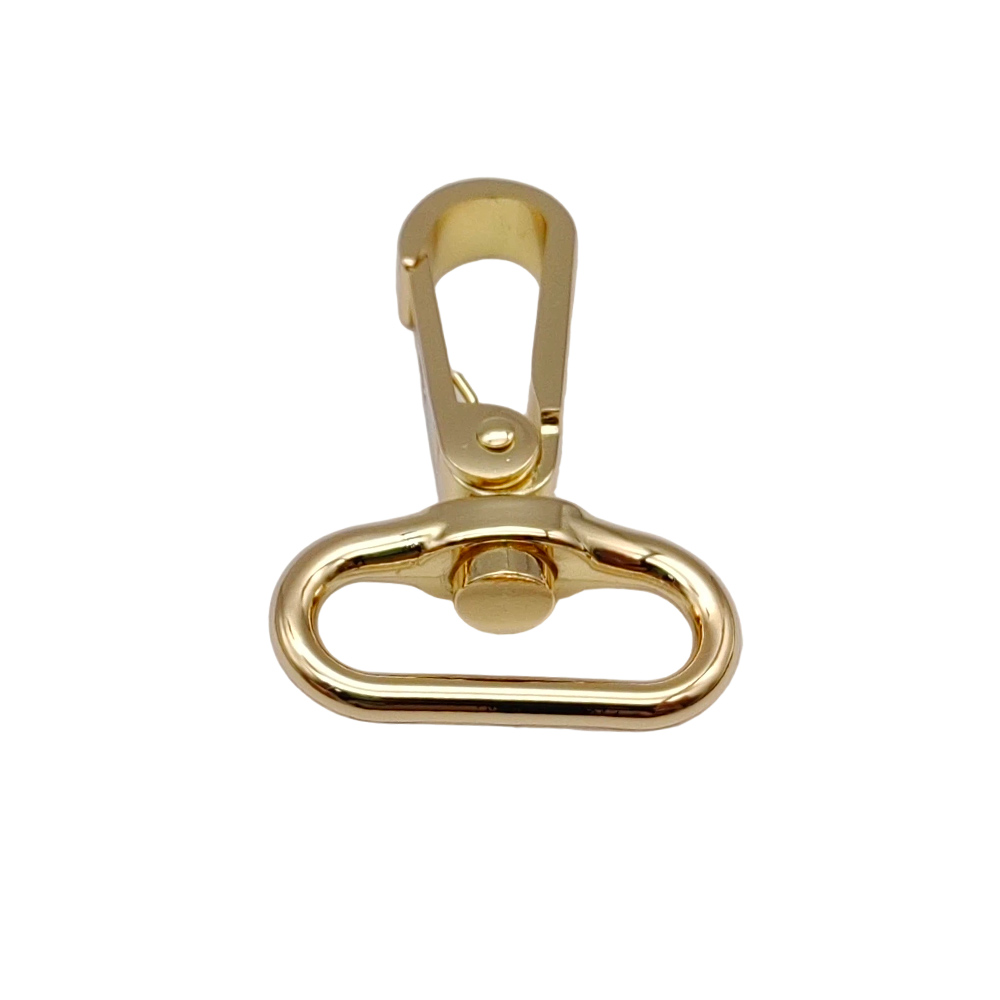 Zinc alloy spring-loaded trigger hook with gold-tone finish